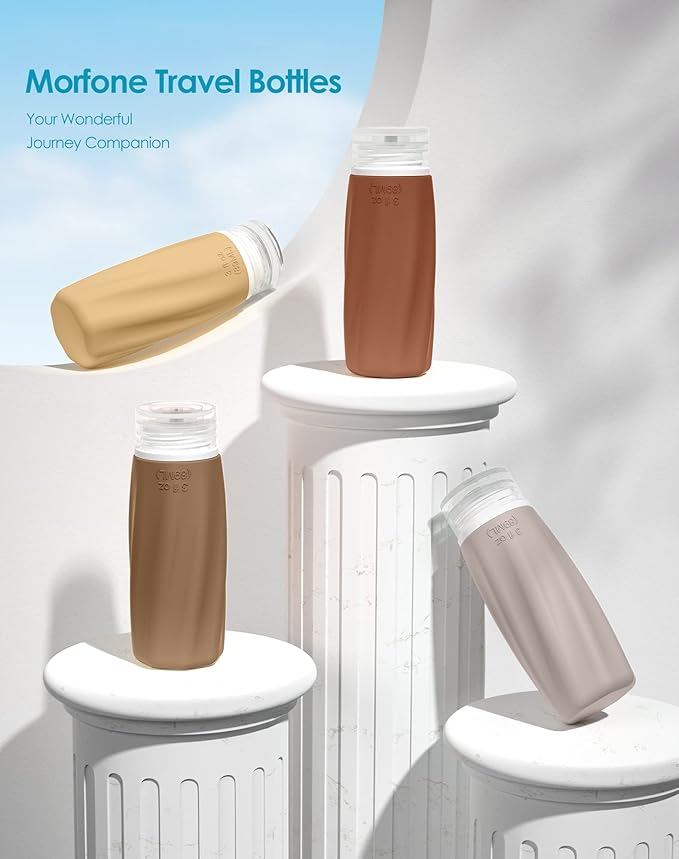 Morfone Travel Bottles for Toiletries, 3oz Tsa Approved Travel Size Containers Leak Proof Squeezable Travel Accessories Refillable for Shampoo Conditioner Lotion Liquids(Brown)