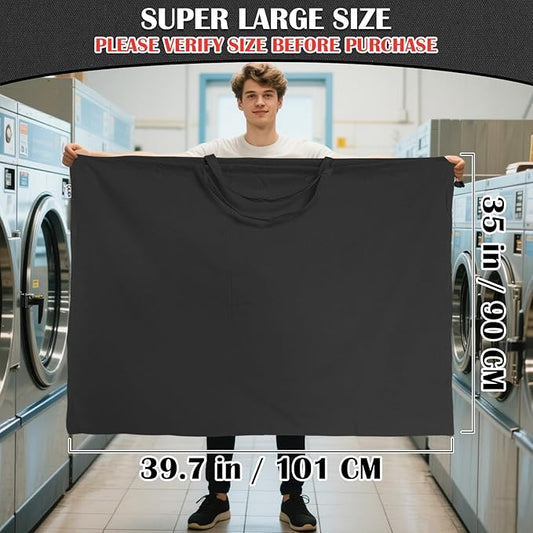 Canvas Laundry Bag 40in x 35in, Thick Cotton Laundry Bag with Handles & Drawstring, Extra Large Heavy Duty Washable Canvas Storage Sack (XXL, Black)