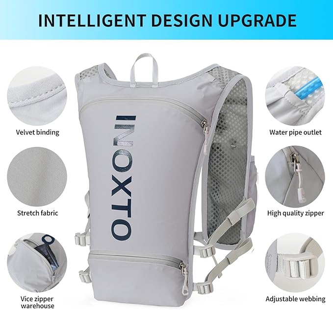 INOXTO Running Hydration Vest Backpack,Lightweight Insulated Pack with 1.5L Water Bladder Bag Daypack for Hiking Trail Running Cycling Race Marathon for Women Men