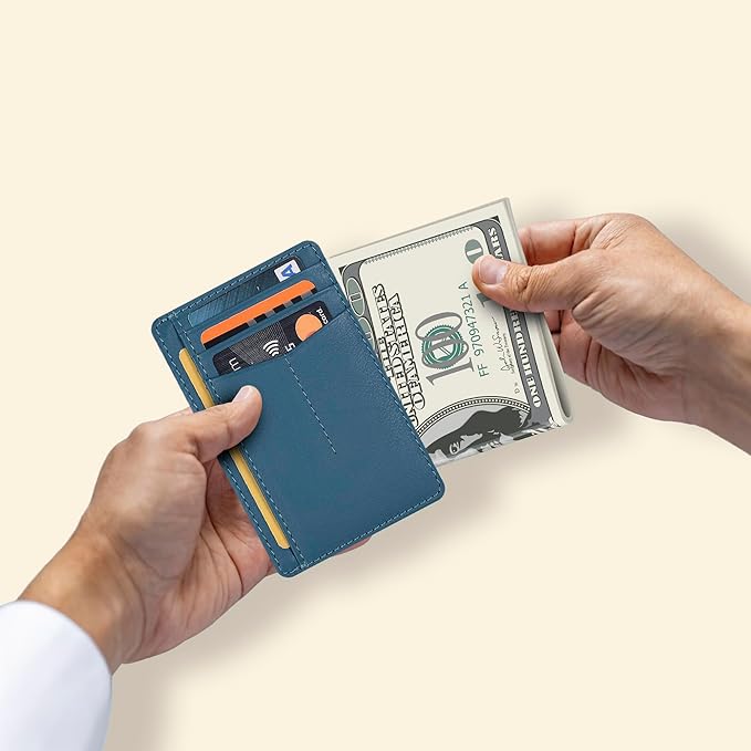 Oak Leathers Leather Slim Minimalist Wallet for Men & Women RFID Front Pocket Leather Card Holder Wallets