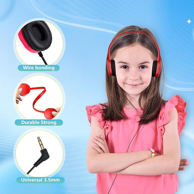 Kids Headphones Bulk for School Classroom 10 Pack On Ear Classroom Headphones for Kids Student Children Boys Girls Multi Color 3.5mm Jack (10 Color)