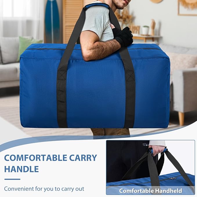 Large Travel Duffle Bag, 102L Gear Bag for Men and Women, Storage Bag Ideal for Overnight Camping and Weekend Getaways, Dark Blue