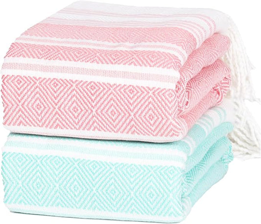 Thin Turkish Beach Towel Lightweight Soft Cotton Extra Large XL Oversized Sand Free Sandproof Absorbent Quick Dry Towels Cloud Bath Pool Travel Compact Essentials Accessories for Adult Gifts