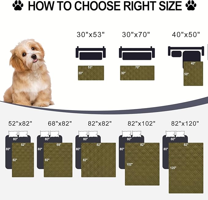 Smiry Waterproof Dog Blanket, 82x82 Inch Soft Pet Bed Cover Reversible, Washable Sofa Couch Furniture Protector for Small Medium Large Dog Puppy Cat, Geometric, Green/Navy