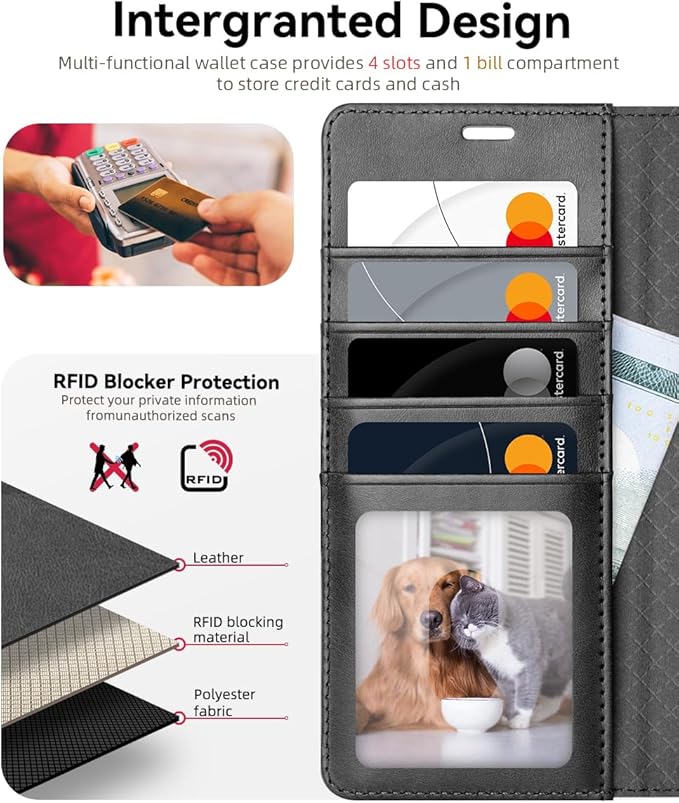 OCASE Compatible with Galaxy S25 Ultra Wallet Case, PU Leather Flip Folio Case with Card Holders RFID Blocking Kickstand [Shockproof TPU Inner Shell] Protective Phone Cover 2025, Spliced Gray