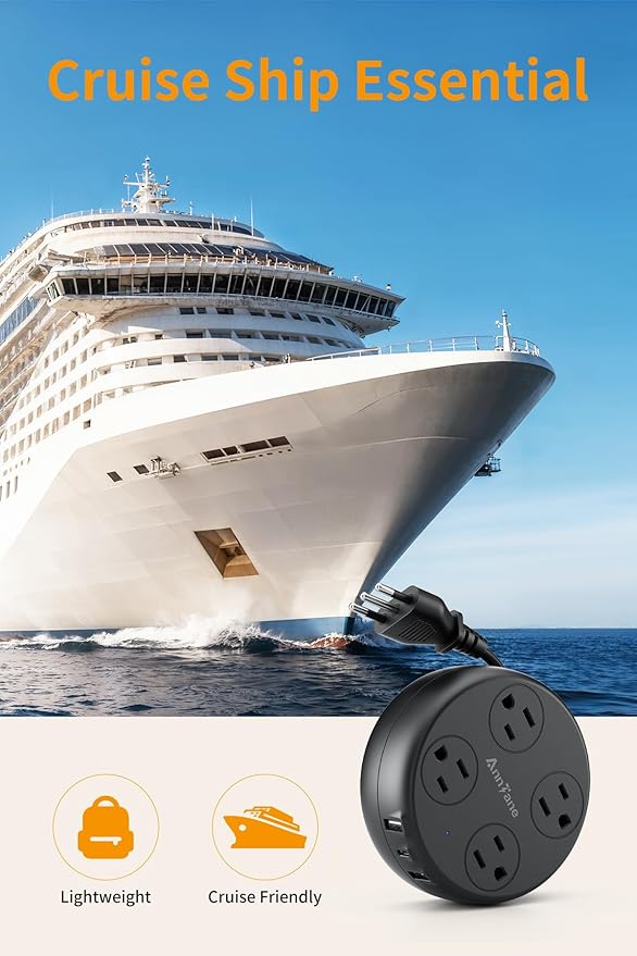 Italy Travel Adapter with USB C, US to Italy Plug Adapter with 4 Outlets 3 USB Ports, Type L Power Adapter for US to Chile Ethiopia Libya Syria Tunisia Uruguay (Black)