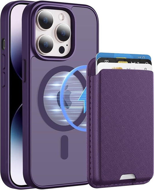 Ntwinro Magnetic for iPhone 13 Pro Max Case (Compatible with MagSafe) with Detachable Wallet & Card Holder for 3 Cards [RFID Blocking] Military Grade Protective Slim Phone Cover, Purple