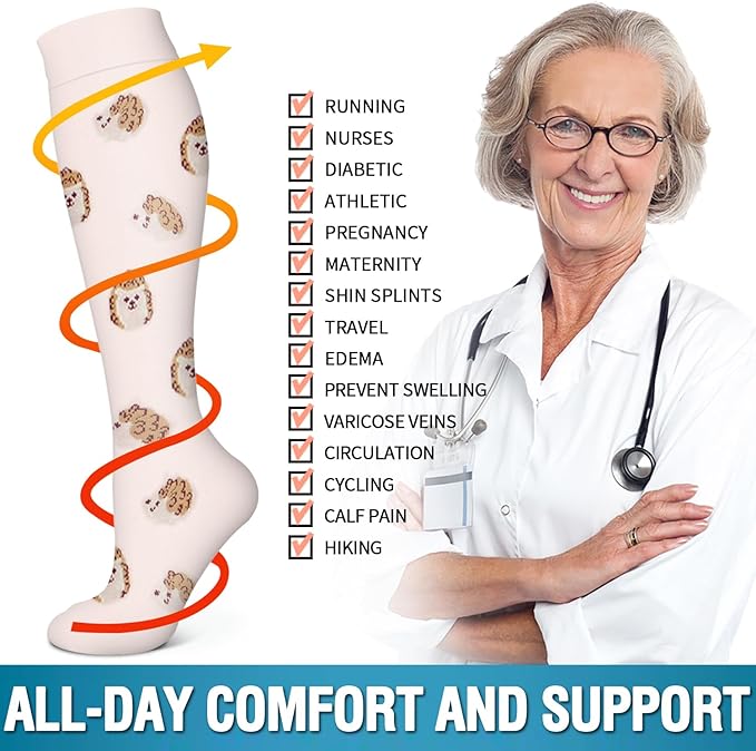 Bluemaple 6 Pack Copper Compression Socks for Women and Men Circulation-Best Support for Medical, Running,Nursing,Athletic