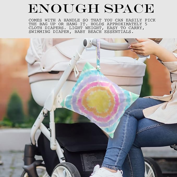 Wet Bag, Wet Dry Bag, Wet Bag for Swimsuit, Travel, Beach, Pool, Diapers, Dirty Yoga Gym Clothes, Toiletries, Makeup Bag, Waterproof Hippie Retro Flower Decor for Women Birthday, 2 Pcs Set.