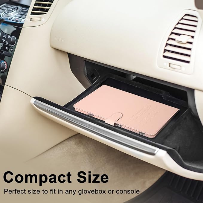 RSAquar Vehicle Glove Box Organizer - Car Document Holder for Cards, Driver License & Essential Documents, JD-Rose Gold