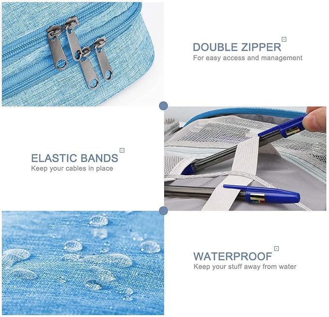 Electronics Organizer, Jelly Comb Electronic Accessories Cable Organizer Bag Waterproof Travel Cable Storage Bag for Charging Cable, Power Bank, iPad