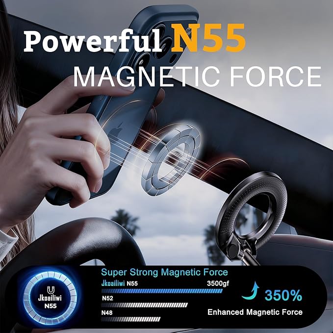 360 Adjustable Vacuum Magnetic Phone Holder for Car, 118LBS Nano Gel Suction Cup Phone Mount, Universal 360 Dashboard Phone Holders for Your Car for Magsafe iPhone 17 16 Air Pro Max