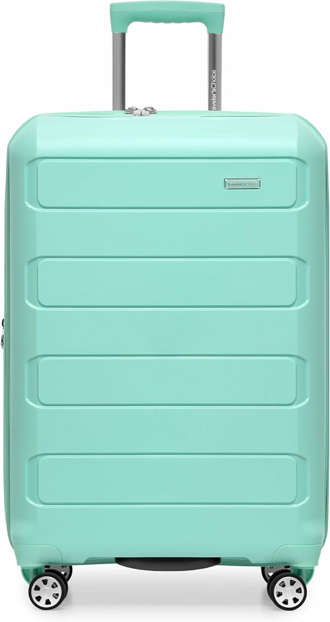 Traveler's Choice Pagosa Indestructible Hardshell Expandable Spinner Luggage, Mint, 26-Inch Medium