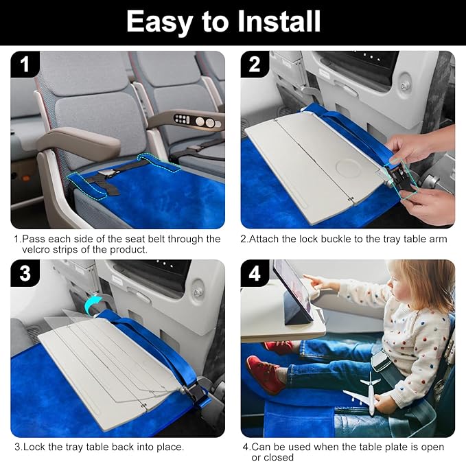 Toddler Airplane Bed, Kids Airplane Seat Extender Travel Bed, Kids Airplane Travel Essentials, Airplane Must Have for Toddlers, Portable Plane Bed for Flights