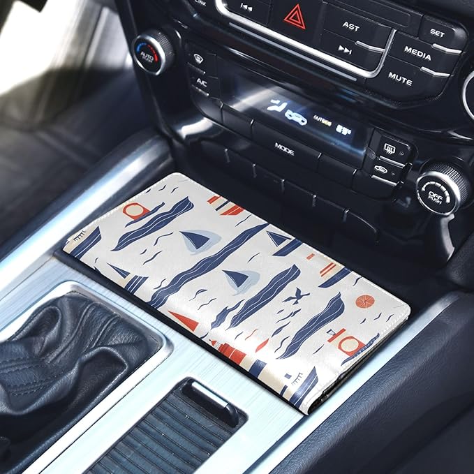 Bolaz Sailboats Car Registration and Insurance Holder Leather Vehicle Document Glove Box Organizer for License Cards Accessories