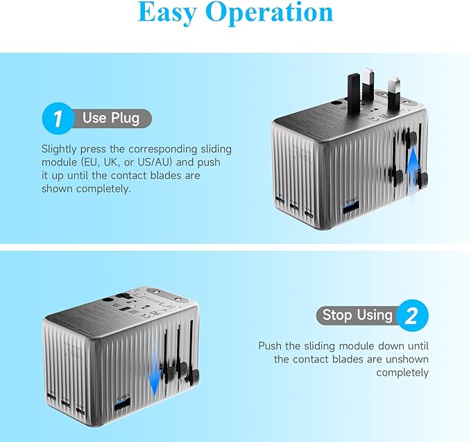 Minthouz Universal Travel Adapter, International 140W Power Adapter GaN PD Fast Charger with 3 USB-C PD & 1 USB-A Port, All-in-One Portable AC Worldwide Power Converter Plug for USA EU UK AUS and More