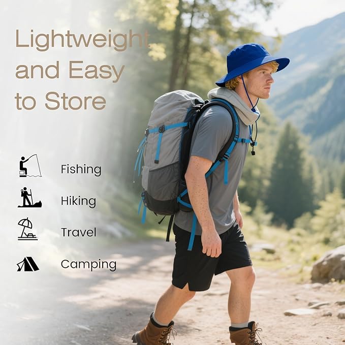 Bucket Hat Wide Brim UV Protection Sun Hat Boonie Hats Fishing Hiking Safari Outdoor Hats for Men and Women