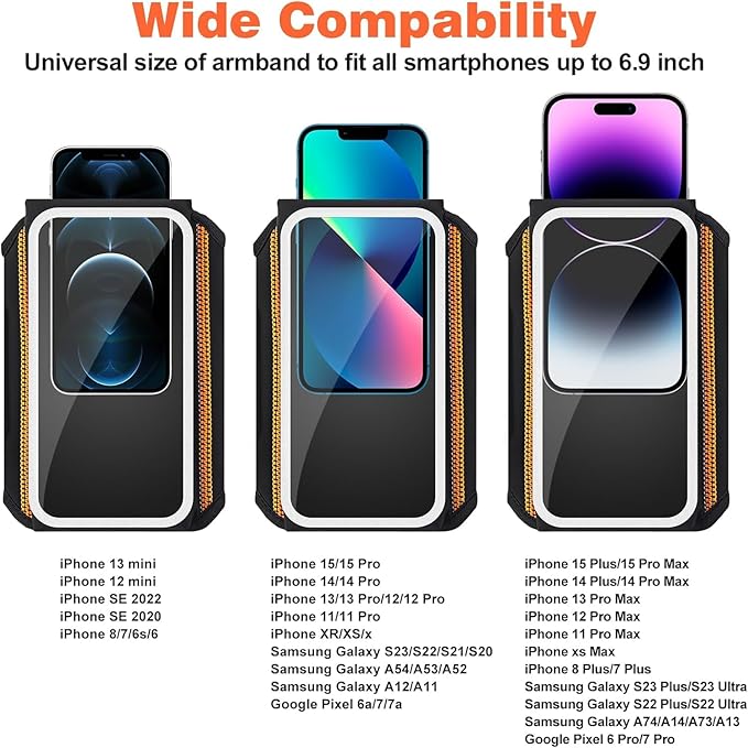 Phone Armband Holder for Running,3D Design Cell Phone Armband with Zipper Pocket for Earbuds Car Keys,Water Resistant Sport Running Arm Band for iPhone 16 15 14 13 12 11 Pro Max Fit Up to 6.9''