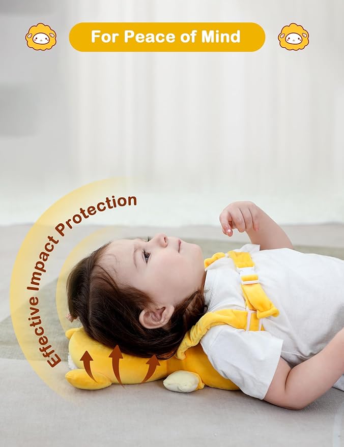 JunNeng Baby Head Protector Backpack,Toddler Walker Fall Head Protection,Orange Sheep