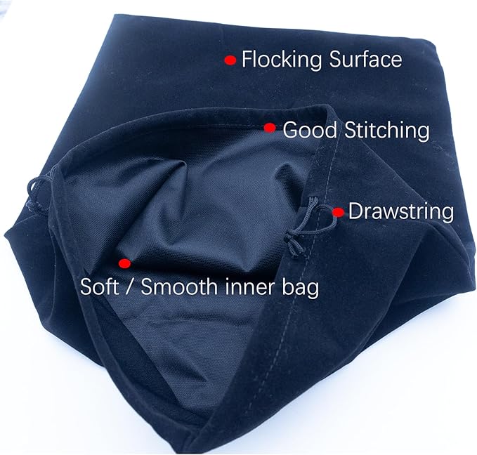 Large Shoe Bags for Travel Storage, Black Flocking Fabric Organizer for Luggage Suitcase and Shoe Rack, Portable Dust Proof Drawstring Essentials for Men Women GYM Packing