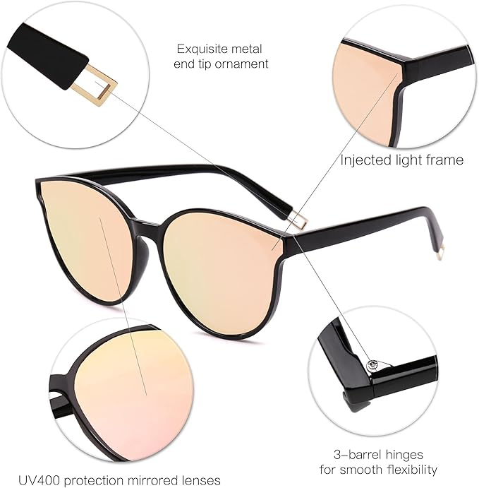 SOJOS Fashion Round Sunglasses for Women Men Oversized Vintage Shades SJ2057