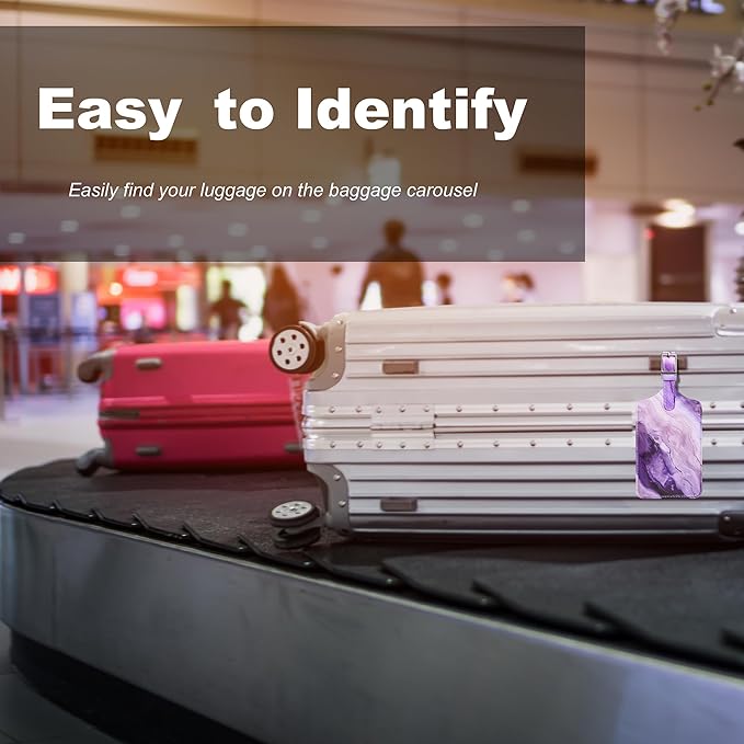 4 Pack Luggage Tag for Suitcases TSA Approved, Leather Suitcase Tags Identifiers, Cute Bag Name Travel Tags ID Labels for Women Men Cruise Airport Luggage Travel Essentials by Sodsay