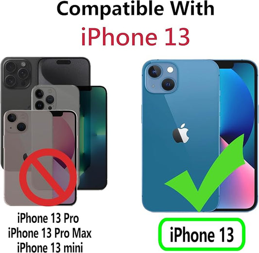 CIVICASE for iPhone 13 Wallet Case,Leather Flip Case [RFID Blocking] Credit Card Holder Folio Magnetic Stand TPU Shockproof Cover Color Matching for iPhone 13 (6.1") Blue Green