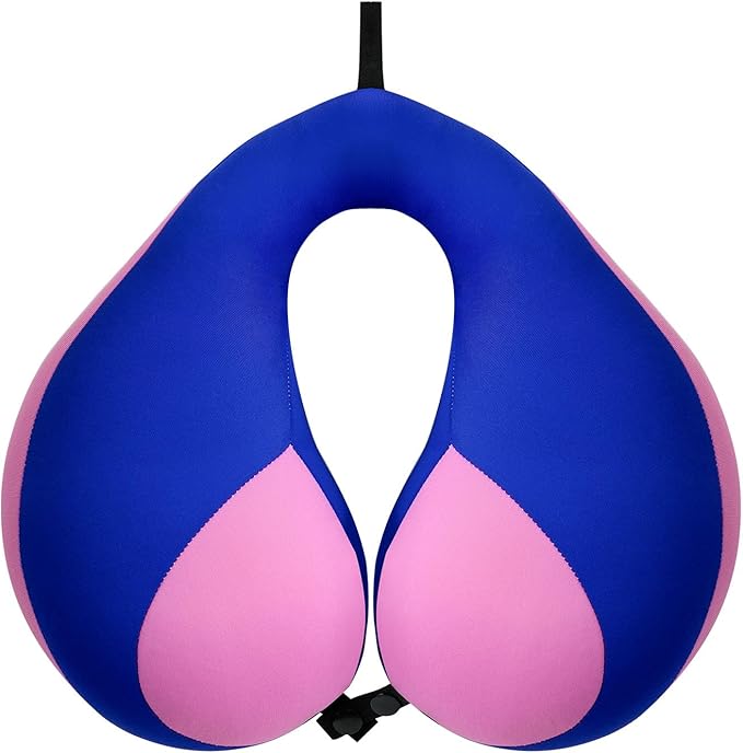 MOOB Kids Travel Neck Pillow with Chin Support, U-Shape Pillow for Head & Neck Support on Airplane & Car Rides, Ideal Travel Gift for Toddlers & Children (Blue Purple)