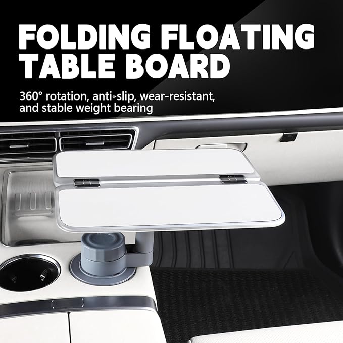 360° Rotating Folding Cup Holder Table, Steering Wheel Tray, Car & Laptop Desk - Car Accessories for Women & Men, Fit Tesla Model Y/3/S/Explorer/Maverick(Foldable Car Table Board (White))