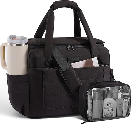 LOVEVOOK Weekender Bags for Women,Carry on Duffle Bag for Travel, Water-resistant Gym Bag with Wet Pocket,Overnight Travel Bag (Black, XL)