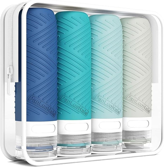 Travel Bottles for Toiletries, Silicone TSA Approved Bottles, Leakproof Shampoo & Toiletry Containers for Airplane, Vacation & Business Trips