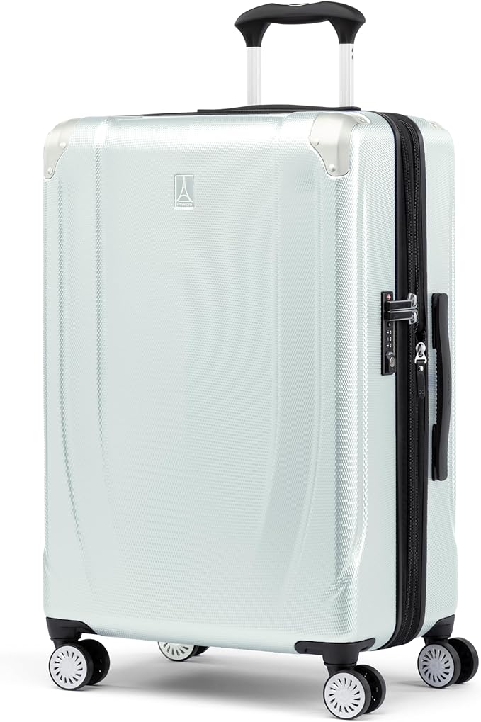 Travelpro Pathways 3 Hardside Expandable Luggage, 8 Spinner Wheels, Lightweight Hard Shell Suitcase, Cloud Grey, Checked Medium 25 Inch