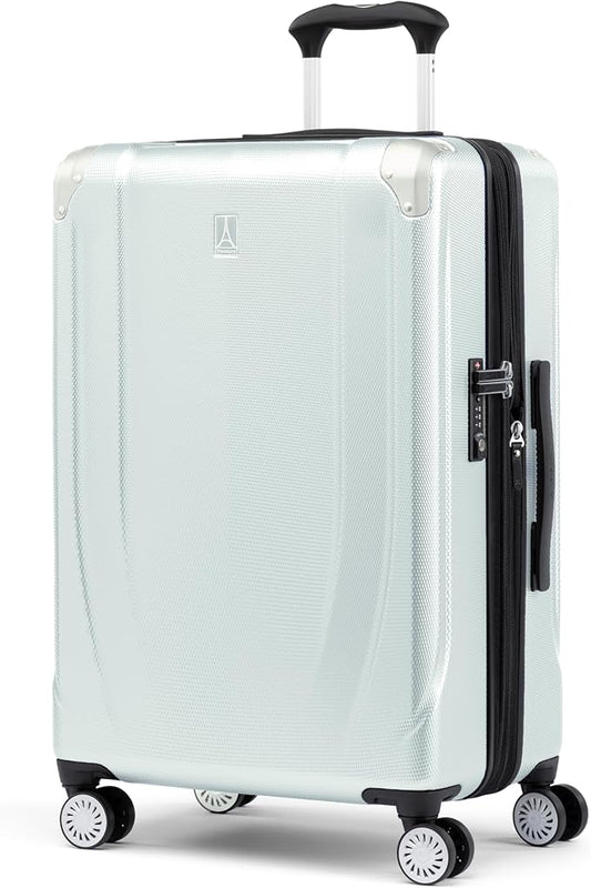 Travelpro Pathways 3 Hardside Expandable Luggage, 8 Spinner Wheels, Lightweight Hard Shell Suitcase, Cloud Grey, Checked Medium 25 Inch