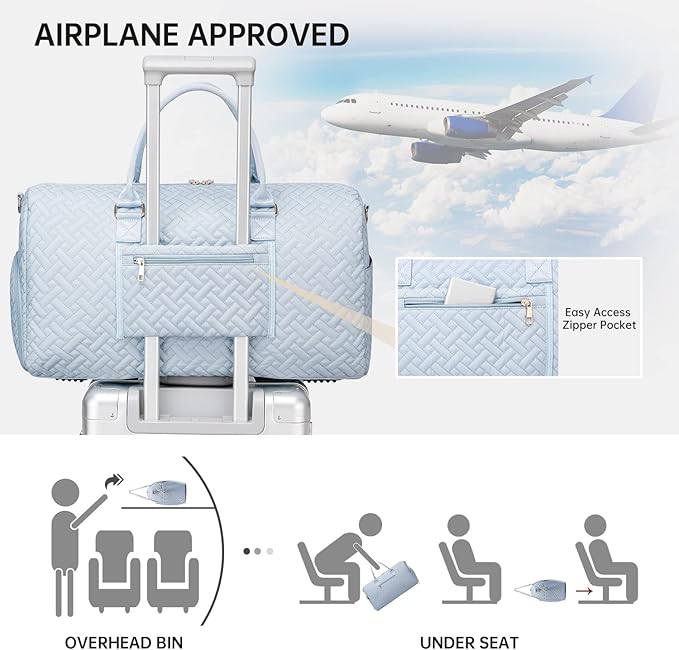 Duffle Bag for Travel, Weekender Bag with Shoe Compartment, Carry On Overnight Bag for Women with Toiletry Bag, Gym Bag with Wet Pocket, Hospital Bags for Labor and Delivery Beige