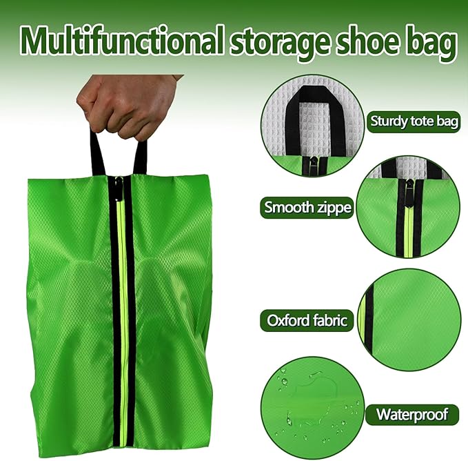 Shoe Bags for Travel - Set of 3 Pack Large Capacity Oxford Fabric Shoe Bags, Multi-Functional Dust-Proof and Waterproof Men & Women Travel Shoe Bag(Emerald Green)
