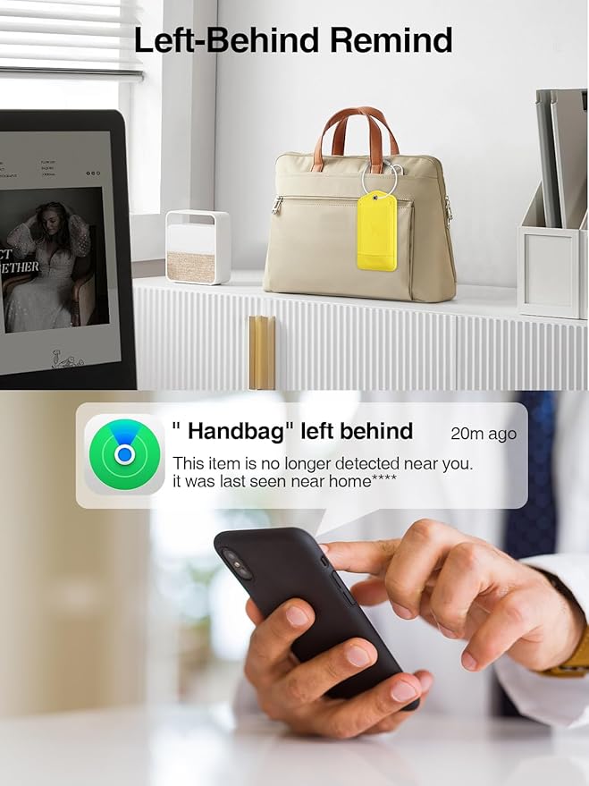 TopMade Smart Luggage Tag with Apple Find My, Premium Leather Luggage Tags for Suitcase, Travel Bags, Backpacks, Anti-Lost Suitcase Tag Tracker for Travel with Privacy Name Card, Rechargeable