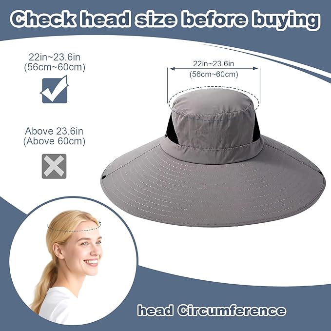 Super Wide Brim Fishing Hat for Men and Women,UPF50+ Waterproof Bucket Hat for Fishing, Hiking, Camping