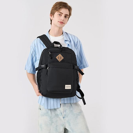 abshoo 29L Backpack for School College Bookbag Middle High School Backpacks Casual Daypack Travel Backpack (Black)
