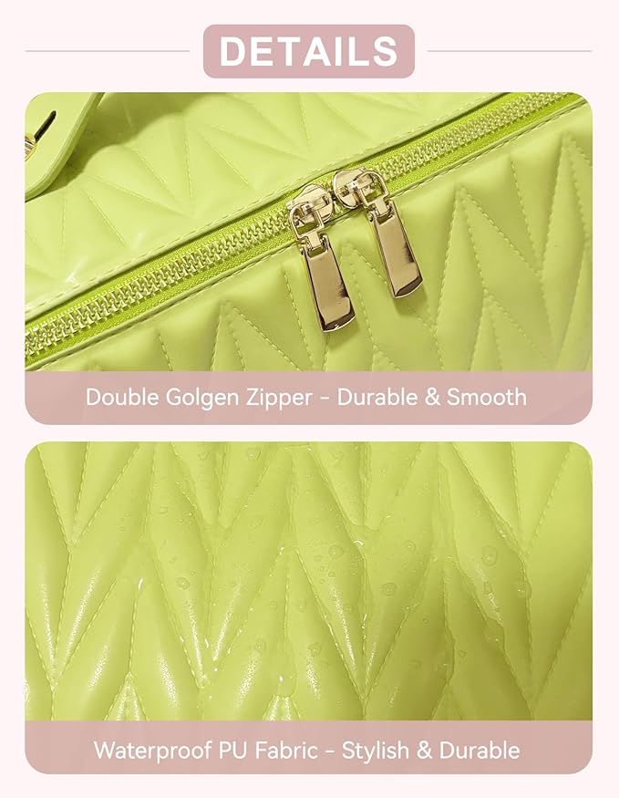Travel Makeup Bag for Women, Large Capacity Cosmetic Bags for Girls, Compact Pouch Make up Organizer, Waterproof Toiletry Bag with Divider and Handle (Green)