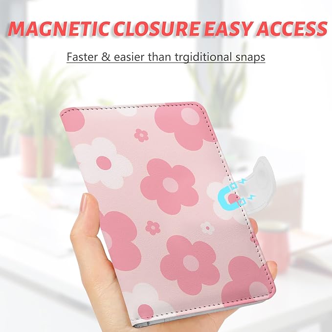 Passport Holder, Travel Wallet Cover with Pen Loop | Cute RFID Blocking Leather Case with Magnetic Closure for Travel Essentials-Garden