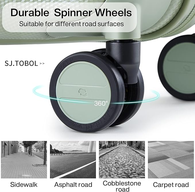 Hanke 20 Inch Carry On Luggage 22x14x9 Airline Approved Lightweight PC Hard Shell Suitcases with Wheels Travel Luggage Rolling Suitcase Travel Luggage Bag for Weekender(Bamboo Green)