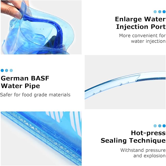 YAPJEB Hydration Bladder BPA Free 1.5L 2L 3L Water Reservoir Water Bladder for Running Hiking Climbing Cycling