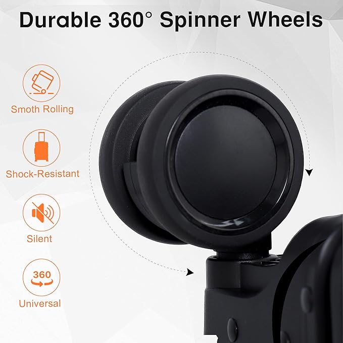 All Aluminum 24 Inch Check In Luggage Hard Shell Suitcases with Spinner Wheels and TSA Lock, Checked Medium Suitcase (Black)