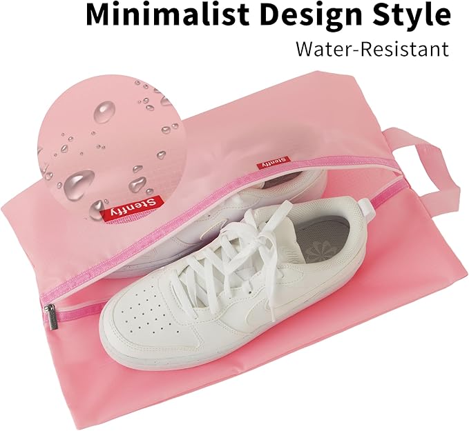 6pcs Portable Shoe Organizer, Travel Pouches with Zipper, Golf Shoe Bags, Clothes Bags, Soccer Cleats Bag Shoe Pouch for Gym, Waterproof, Odor-Resistant (Pink)