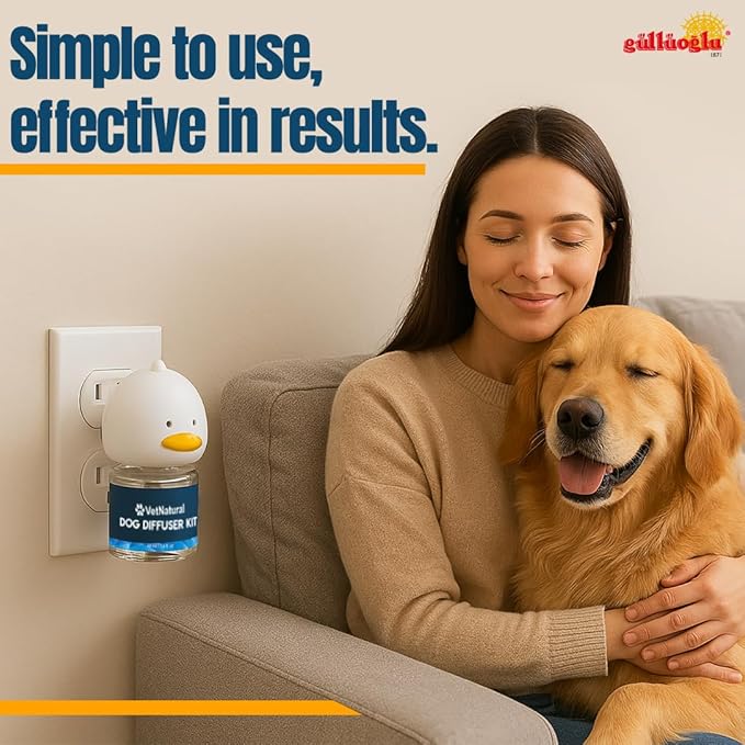 GÜLLÜOGLU Vetnatural Dog Calming Diffuser Plug-in with Natural Pheromone Formula – 60 Day Refill Kit for Dogs, Stress & Anxiety Relief, Indoor Behavior Support