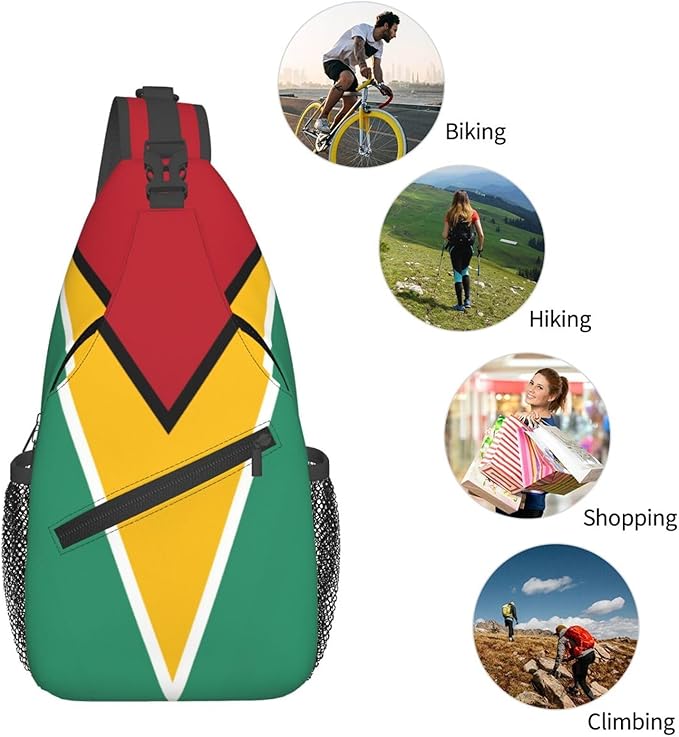 Guyana Flag Sling Bag Multipurpose Crossbody Sling Backpack Travel Cycling Hiking Shoulder Bag For Women Men