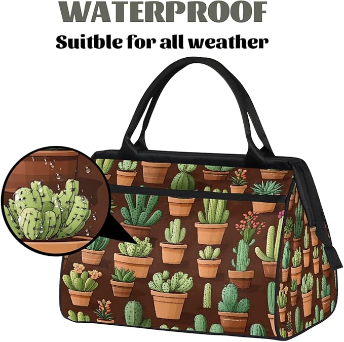 Travel Duffel Bag Cactus Waterproof Sports Duffel Bags Lightweight Large Capacity Weekender Carry On Gym Bag for Women Men