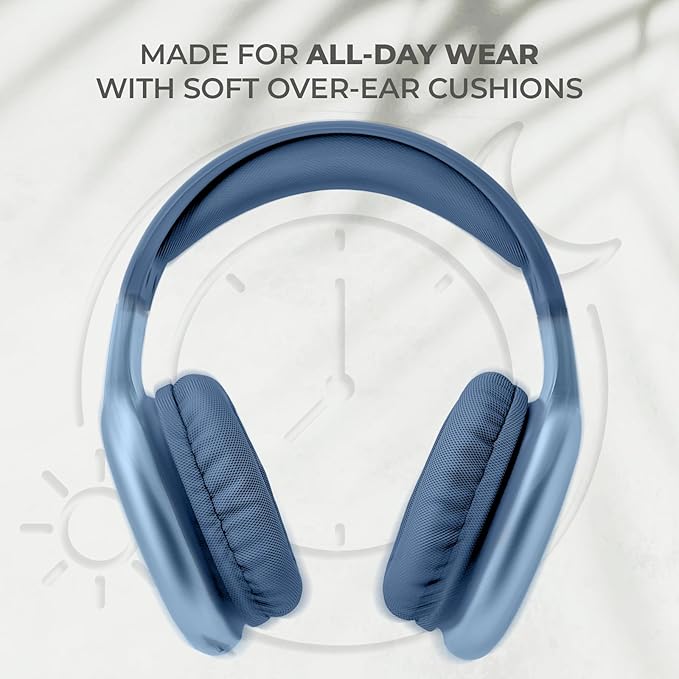 iJoy Ultra Wireless Over-Ear Bluetooth Headphones with Mic, Up to 10 Hours Playtime, Bluetooth Headset 33Ft Range with Backup AUX Cable & SD Slot, Wireless Headphones for Gaming, Work & Gym (Blue)