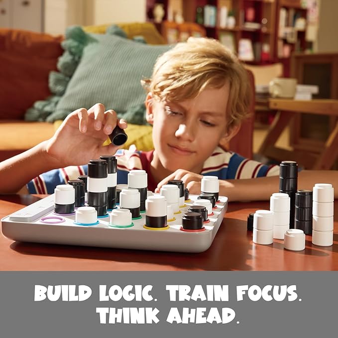 GiiKER Smart Four, 3D AI-Powered 4 in a Row Game, Strategy Board Games with Integrated Referee for 1-2 Players, Travel Games for Ages 6-12 and up, Birthday Gift for Kids Family Game Night