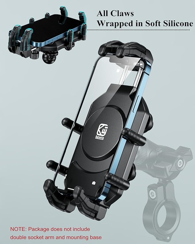 BRCOVAN 1'' Ball Phone Mount Holder with Vibration Dampener & Secure Lock, Fit for RAM Mounts B Size Double Socket Arm, for Motorcycle ATV UTV Car Bike Boat Truck Scooter, Fit 5.4-7.2'' Cellphones